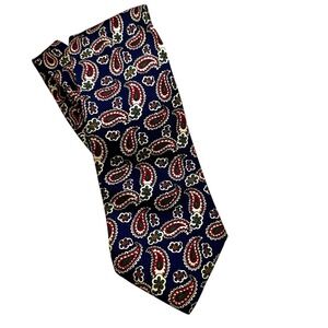 Jos. A‎ Bank Deep Red Navy Blue Paisley Silk Necktie
